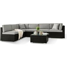 Furniturebox Orlando - Black Outdoor Lounge Set, 1 Table incl. 5 Sofas