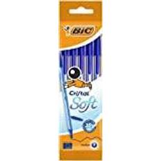 4 colour pen Bic cristal soft Ballpoint Pens 0.4 mm-Blue-Pack of 4-a