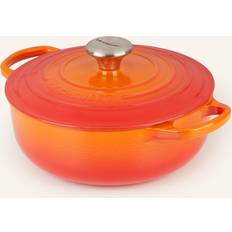 Orange Schmortöpfe Le Creuset Sauteuse Signature Bräter flach Gusseisen