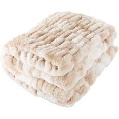 Lavish Home Oversized Ruched Faux Fur Blanket 60x80-Inch Jacquard Queen-Size Throw Blankets White