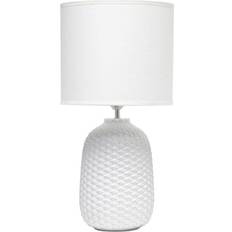 Lighting Simple Designs 20.4 Off White with White Shade Traditional Ceramic Purled Texture Bedside Table Lamp
