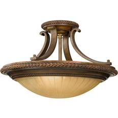 Bronce Plafones FEISS Kelham Hall 2 Light Semi-Flush Light - Firenze Gold British Bronze Plafón