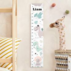 Misuratori di Altezza Toise Murale Enfant En Bois Dino Pastel With Customised Name