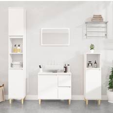 Mobiletti vidaXL Set di Mobili da Bagno 3 pz Bianco In Legno Multistrato