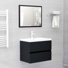 vidaXL Bathroom Set Black Engineered Wood Black