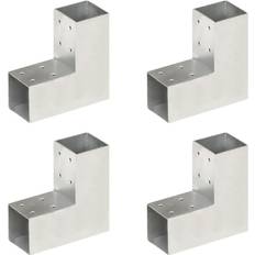 vidaXL Stolpebeslag L-form 4 stk. 71x71 galvaniseret metal