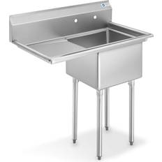 Gray Drainboard Sinks GRIDMANN Stainless Steel 1 Utility Sink NSF Certified Commercial Bowl