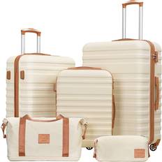 White Suitcase Sets Coolife Spinner Suitcase - Set of 5