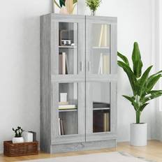 Marron Armoires vidaXL À Vitrine Sonoma Gris 82.5 x 30.5 x 115 cm Armoire