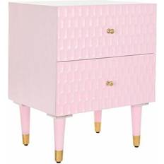 Dkd Home Decor Ljusrosa Metall Nattduksbord Med Mangoträ 52 x 42 x 65 cm Sängbord