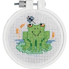 Michel Design Works Janlynn/Kid Stitch Mini Counted Cross Stitch Kit 3" Round-Soggy Froggy 11 Count