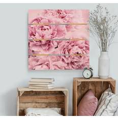 Maderas Impression sur bois Pivoines roses