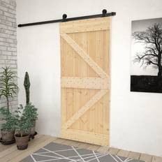 Pino Puertas Correderas vidaXL Con Herrajes 90x210 cm - Marrón Puerta Corredera (x)