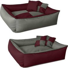 BedDog Hundsäng MAX QUATTRO 4in1 Fyrkantig Hundkudde XXL Bordeaux/Grå