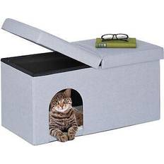 Relaxdays seat with cat cave pet hideaway ottoman bed