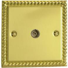 Timers Varilight XG8 Georgian Polished Brass 1 Gang Co-Axial TV Socket