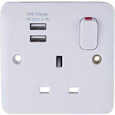 Schneider LWM Plug Socket 2x USB SP 2.1A White GGBL30102USBAS