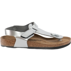 Latex Sandals Birkenstock Girl's Kairo Birko Flor Toe Post Sandals - Electric Metallic Silver