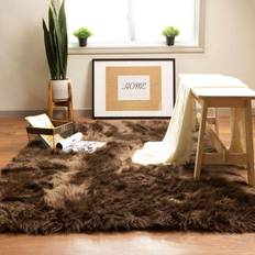 Sheepskin Super Area Rugs Serene Blue, Gray, Brown, White, Black 48x72"