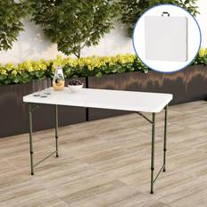 Lavish Home Folding Table with Easy Carry Handle 4 Foot Plastic Utility Tabletop-2 Height Settings, Folds in Half