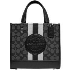 Coach Dempsey Tote 22 In Signature Jacquard with Stripe and Coach Patch - Silver/Black/Smoke Black/Multi