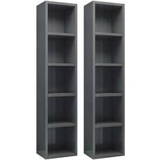 Gris Estanterías vidaXL CD Cabinets Estantería 21x93.5cm 2pcs