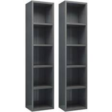 vidaXL CD Cabinets White Shelving System 21x93.5cm 2pcs