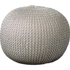 Silver Pouffes LR Home Fairbanks Silver Knitted Pouffe