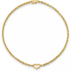 Open Heart Rope Anklet - Gold