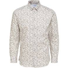 Selected Print Slim Fit Shirt - Egret