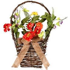 Orange Baskets Vickerman Artificial Mixed Floral Features Coral Flowers. This Flower Basket