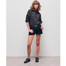 The Kooples Black Denim Shorts With Broderie Anglaise BLACK