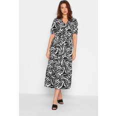 LTS tall black marble print midi dress