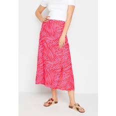 LTS tall pink zebra print midi skirt