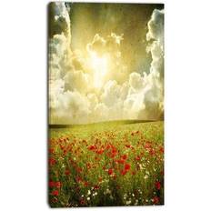 Interior Details Design Art Poppies on Cloudy Background Graphic on Wall Decor