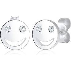 Elli Ohrringe ohrstecker silber 925 kristalle echtschmuck geschenk smiley face