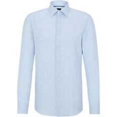 HUGO BOSS Chemise Col Classique En Lin - Bleu