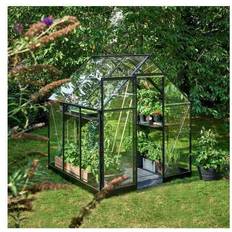 Sort drivhus Halls Greenhouses Qube 66 3.8m² 3mm Aluminium Herdet glass