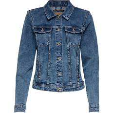 Femme - Élasthanne/Lycra/Spandex Vêtements d'extérieur Only Tia Life Short Denim Jacket - Blue/Medium Blue Denim