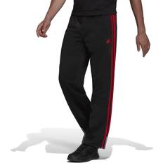 adidas Men's Essentials Warm-up Open Hem 3-stripes Tracksuit Bottoms - Black/Scarlet