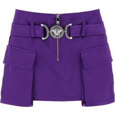 Versace Satin Skørt Med Cargo Lommer - Lilla