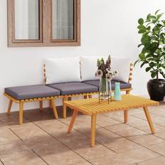 vidaXL Garten-Lounge-Set 4-tlg mit Kissen Massivholz Lounge-Set