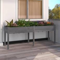 vidaXL Planter with Liner Grey 203 x 53 x 76 cm