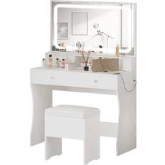 Ironck Vanity Desk Set with LED Lighted Mirror Dressing Table 15.7x31.5"