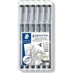 Svarte Fineliners Staedtler Pigment Liner Marker Pens Black 0.05-0.8mm 6-pack