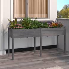 VidaXL Fyr Plantekasser vidaXL Plantekasse med foring 161x45x76 massivt fyrretræ grå Plantekasse