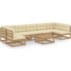 vidaXL 8-tlg Garten-Lounge-Set mit Kissen Honigbraun Lounge-Set