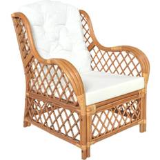 Rattan sedie da giardino vidaXL Divano Con Cuscino Marrone Chiaro In Rattan Naturale E Lino