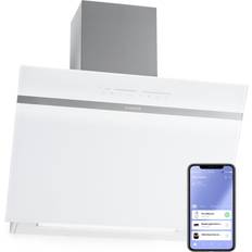 Klarstein Campana Extractora Ava 60 60 cm Wall Hood WiFi A++ 515 m3/h Touch 60cm, Blanco, Negro, Transparente