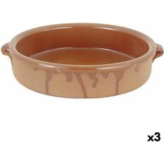 Bigbuy Cooking Kasserolle Barro Clasico Brun Keramik Ø 28 cm 3 Enheder med låg